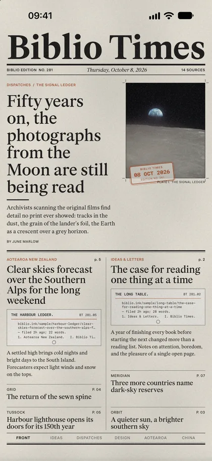 The World page on iPhone with its photographs shown in colour.